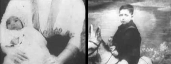 Manolete recien nacido y posando sentado en caballito de cartón